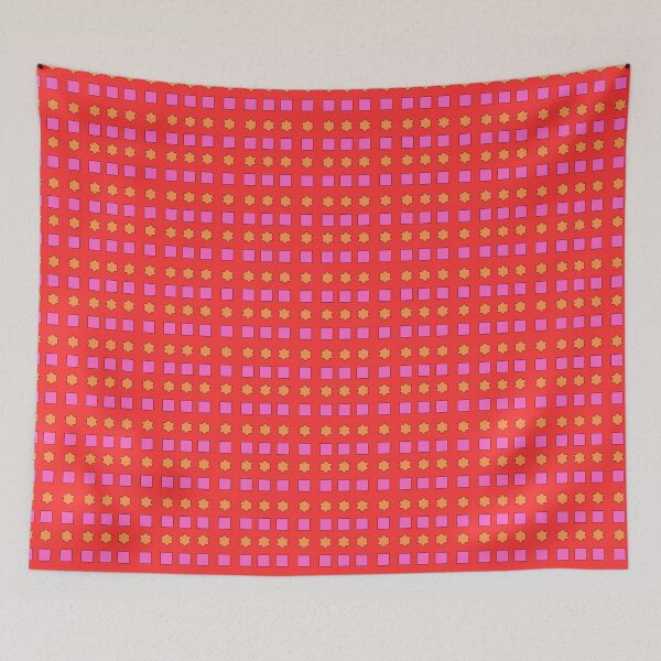 Item preview, Orange Stars and Pink Squares on Red background pattern designed and sold by fev-rocks.
