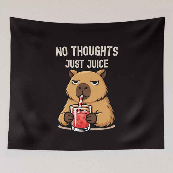 Item preview, No Thoughts Just Juice Capybara Shirt Cute Chill Animal Meme Strawberry Juice Aesthetic Relaxed Vibes Tee designed and sold by HOUSE OF TIST.