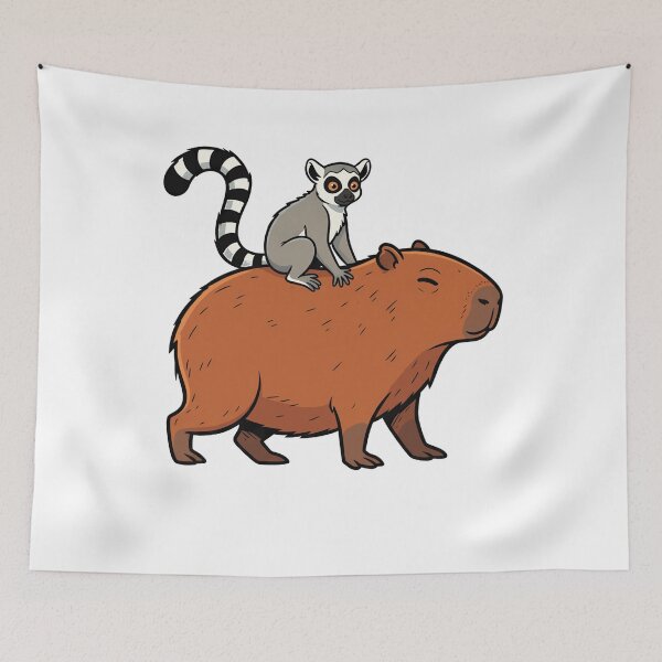 Item preview, Cute Ring Tailed Lemur Riding A Capybara designed and sold by k3rstman1.
