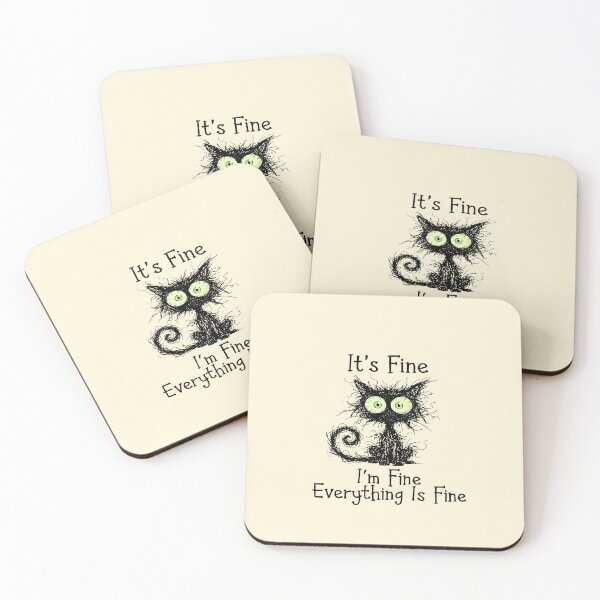 Item preview, t’s Fine Black Cat – Dark Humor Cute Creepy Cat Meme | Everything Is Fine Funny designed and sold by shoula7art.