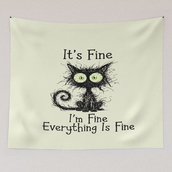 Item preview, t’s Fine Black Cat – Dark Humor Cute Creepy Cat Meme | Everything Is Fine Funny designed and sold by shoula7art.