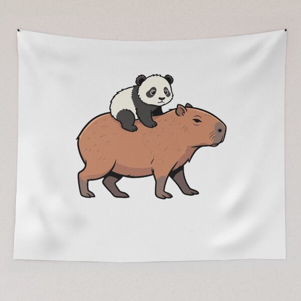 Item preview, Cute Panda Cub Riding Capybara Cartoon designed and sold by k3rstman1.
