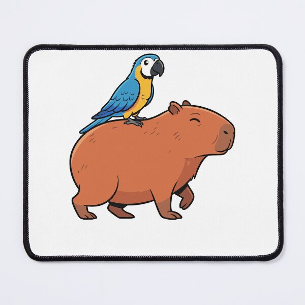Item preview, Cute Capybara and Blue Macaw Parrot Cartoon designed and sold by k3rstman1.