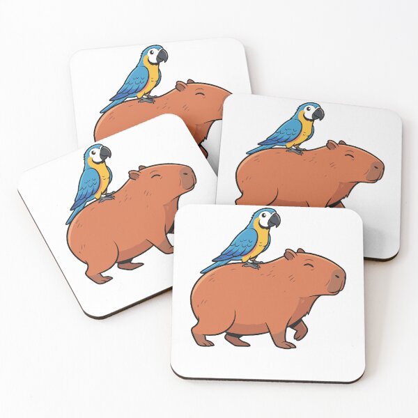 Item preview, Cute Capybara and Blue Macaw Parrot Cartoon designed and sold by k3rstman1.
