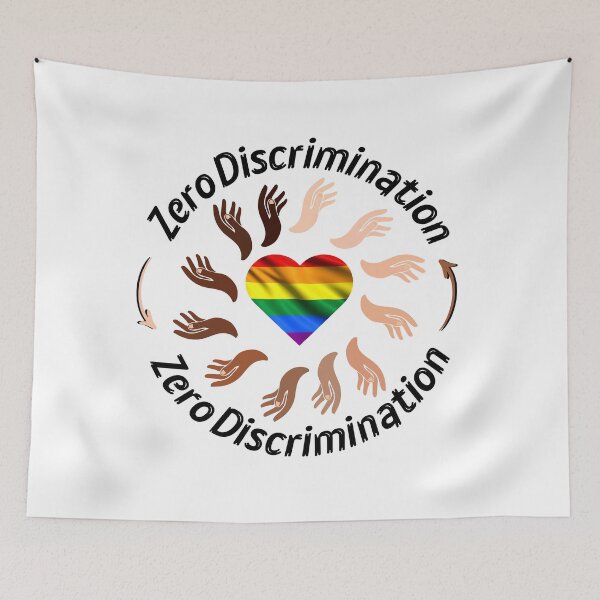 Aperçu de l'œuvre Zéro discrimination Drapeau LGBT BLM créée et vendue par ReuvenStore.