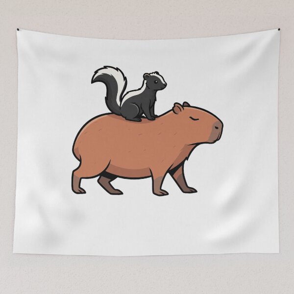 Item preview, Cute Capybara and Skunk Cartoon Animal Friendship designed and sold by k3rstman1.