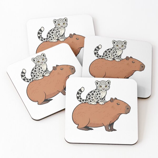 Item preview, Cute Capybara and Snow Leopard Cub Friendship designed and sold by k3rstman1.