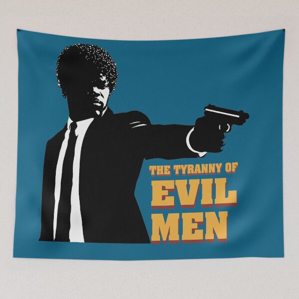 Item preview, The Tyranny of Evil Men Shirt – Pulp Fiction Style Quote Tee – Vintage Movie Typography Graphic – Retro Bold Statement T-Shirt designed and sold by DiamondSkyShirt.