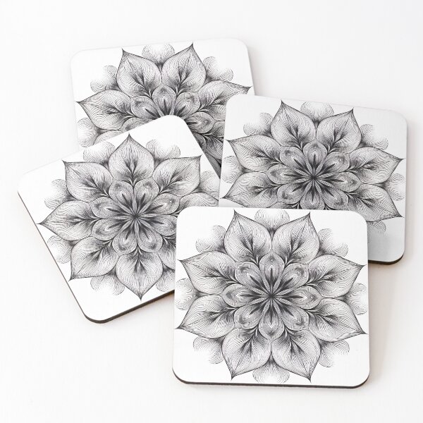 Item preview, Intricate Black Floral Mandala Line Art designed and sold by EK-World.