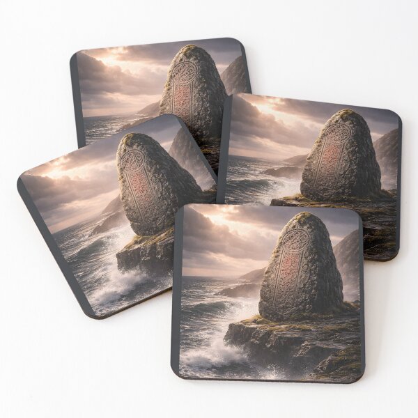 Item preview, Runestone at sunset on the coast (AI generated) designed and sold by MS - AI - creative.