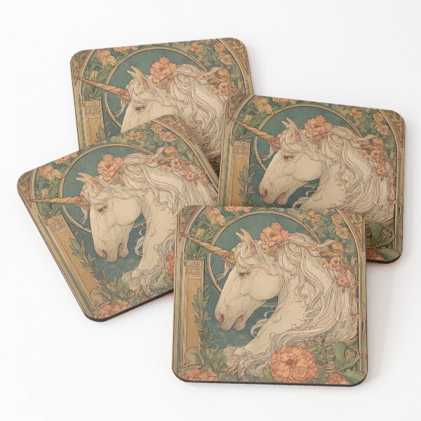 Item preview, Art nouveau Unicorn Card designed and sold by MendaciousMina.