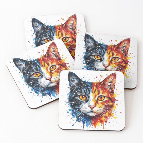 Artikelvorschau, Farbenfrohe Katzen-Abstraktkunst – Tierdesign in zwei Farben | Moderne ästhetische Illustration entworfen und verkauft von MyStore2025.