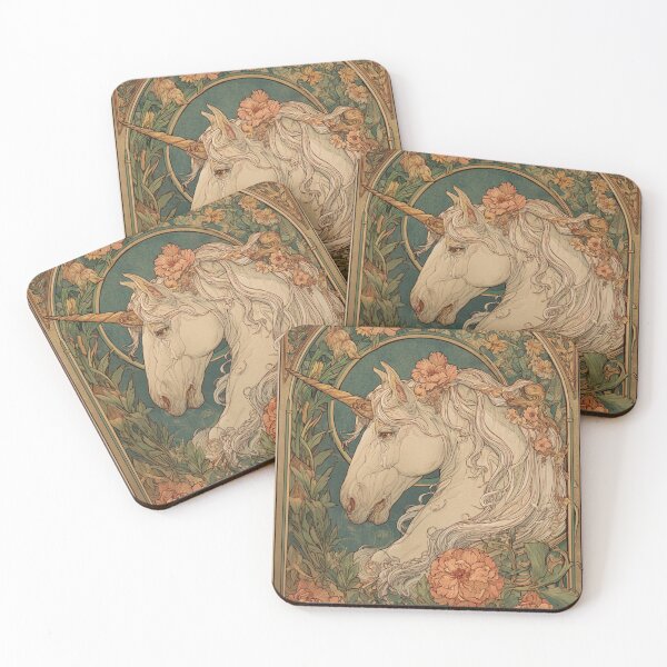 Item preview, Art nouveau Unicorn Card designed and sold by MendaciousMina.
