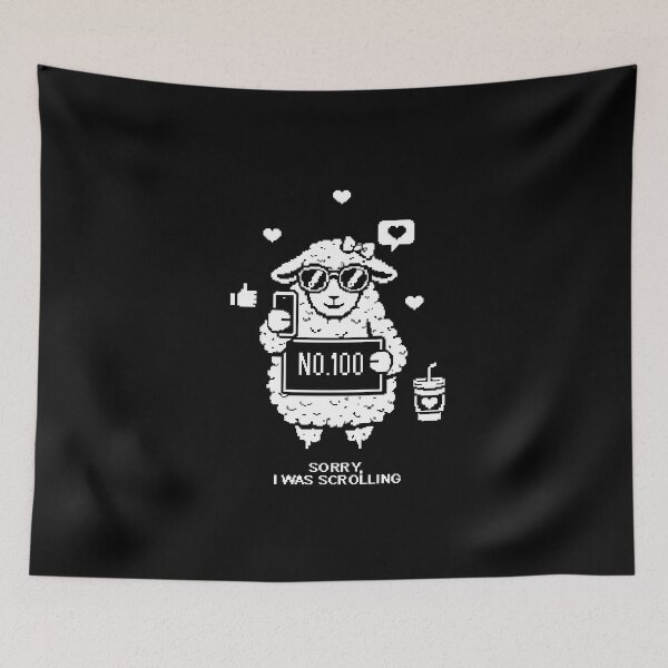 Item preview, Sorry I Was Scrolling Cute Sheep Pixel Art designed and sold by WildHugeDot.