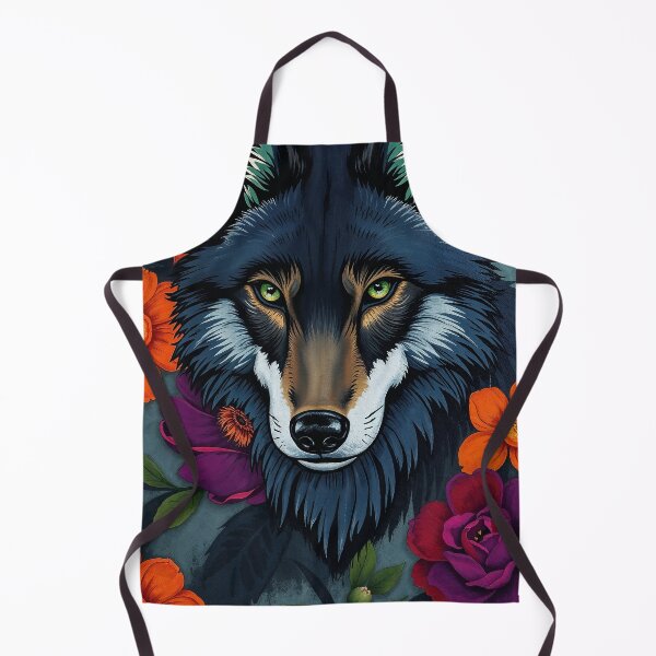Item preview, black wolf floral designed and sold by LioTou.
