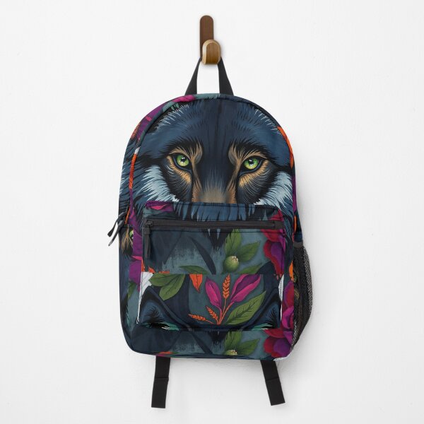 Item preview, black wolf floral designed and sold by LioTou.