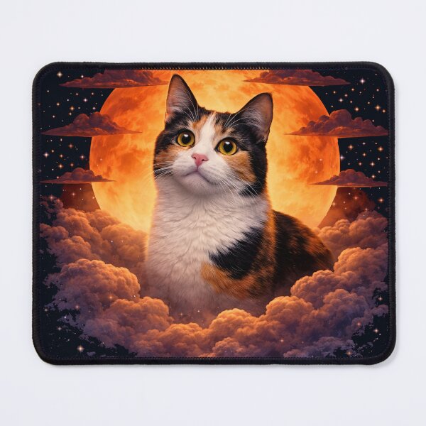 Item preview, Calico Cat Moon Art – Cute Calico Kitten Memorial Gift for Cat Mom Dad designed and sold by PixelsPaws.