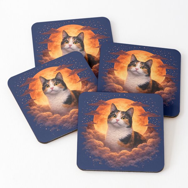 Item preview, Calico Cat Moon Art – Cute Calico Kitten Memorial Gift for Cat Mom Dad designed and sold by PixelsPaws.
