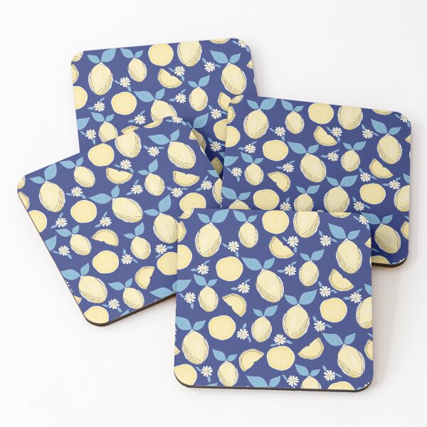 Item preview, Italian Lemons on Cobalt Blue Background designed and sold by Sateenery.