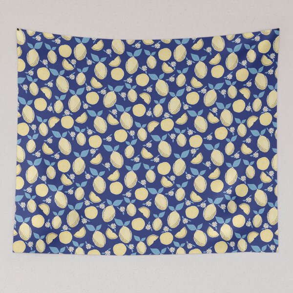 Item preview, Italian Lemons on Cobalt Blue Background designed and sold by Sateenery.