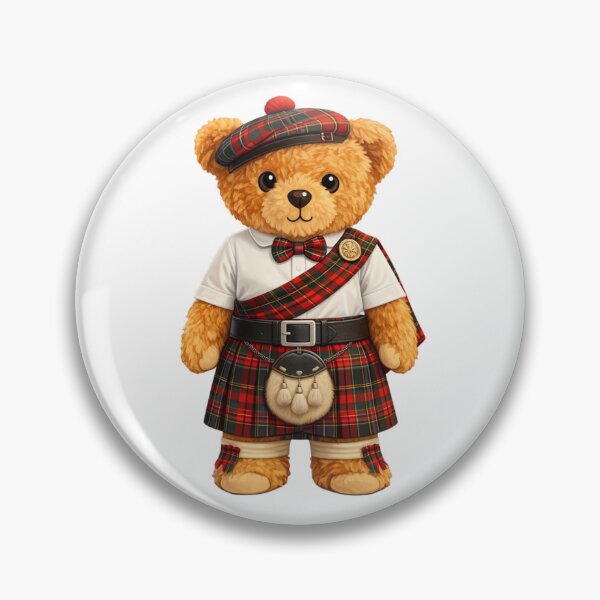Item preview, Cute Dapper Scottish Teddy Bear in Tartan Kilt and Sporran Illustration designed and sold by CuteBear87.