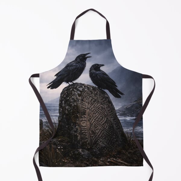 Item preview, Runestone with ravens on a stormy coast (AI generated) designed and sold by MS - AI - creative.
