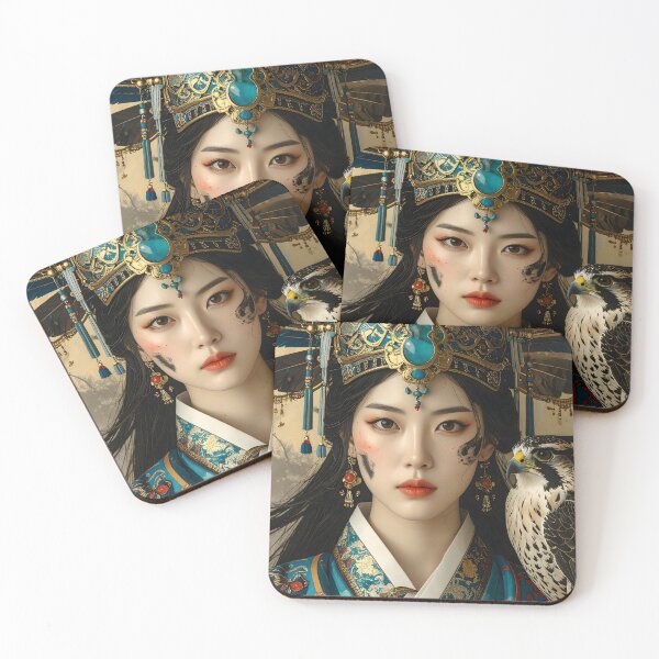 Item preview, Imperial Asian Empress — Mystical Portrait with Falcon designed and sold by Schoenenwald — Art Japonais, Zen & Nature.