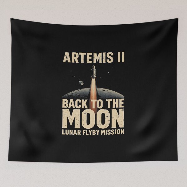 Item preview, Artemis II Back to the Moon Retro Rocket Space Mission Design designed and sold by LunaMagicStudio.