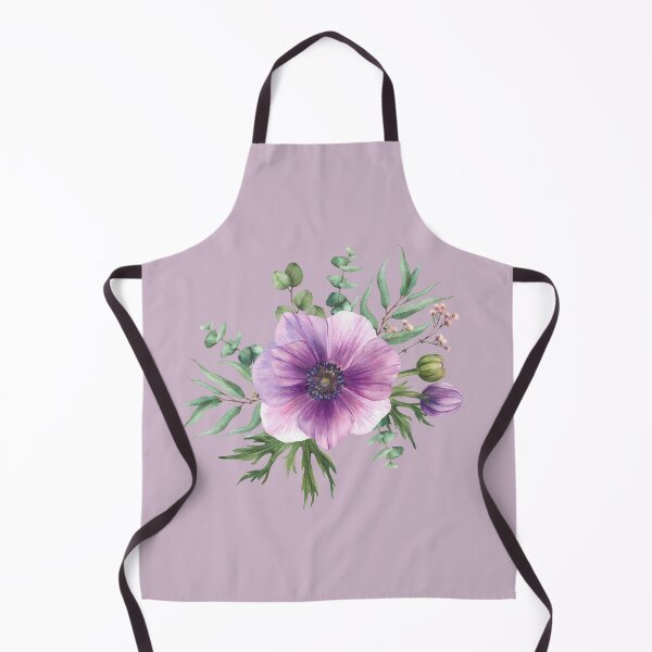 Item preview, Copy of Purple flowers Anemone with eucalyptus branches. Watercolor blooming bouquet designed and sold by BartolArt.