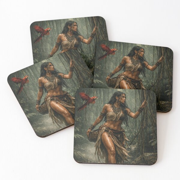 Item preview, Jungle Huntress Warrior Woman Fantasy Art Print designed and sold by INFINISHE.