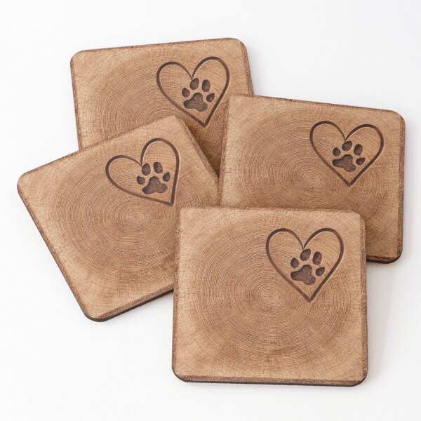 Item preview, Dog Paw Heart on Wood | Rustic Nature Dog Lover Design designed and sold by Paty S Lima.