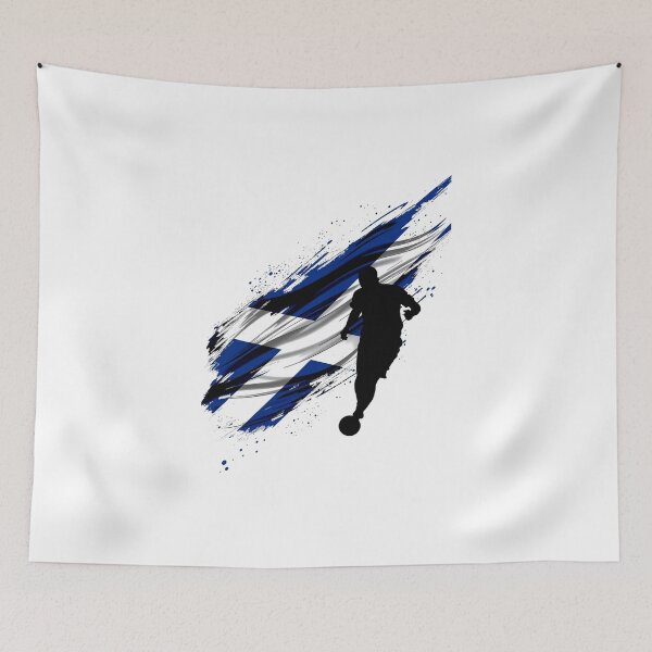 Item preview, Dynamic Scotland Soccer Player Silhouette Saltire Art designed and sold by PMTaurus.
