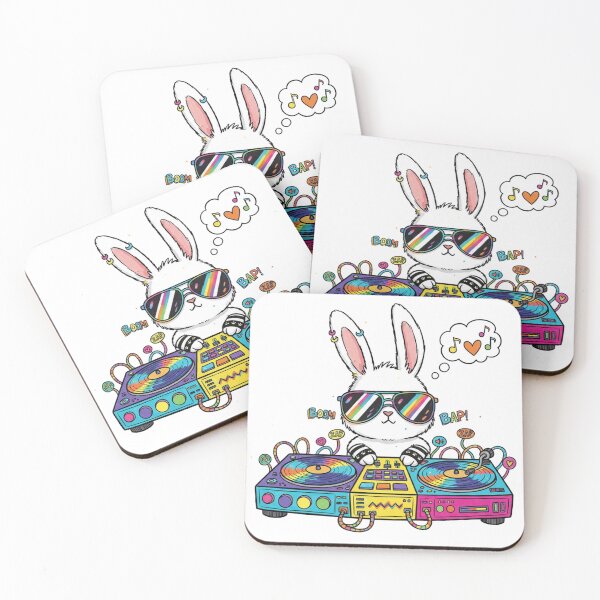 Item preview, DJ Bunny Mixing Music Rainbow Vibes designed and sold by DariaOltes.