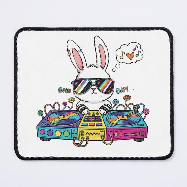 Item preview, DJ Bunny Mixing Music Rainbow Vibes designed and sold by DariaOltes.