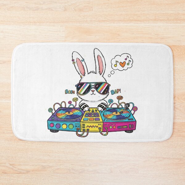 Item preview, DJ Bunny Mixing Music Rainbow Vibes designed and sold by DariaOltes.
