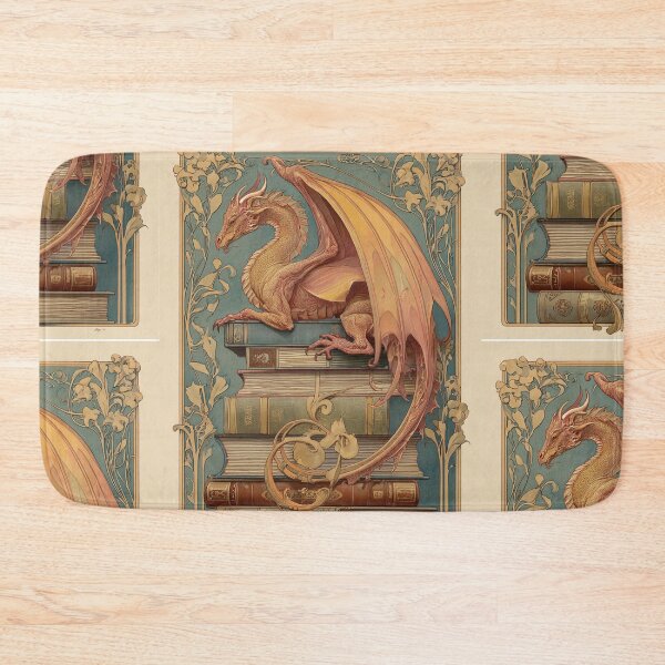 Item preview, Art nouveau Dragon on a stack of books designed and sold by MendaciousMina.