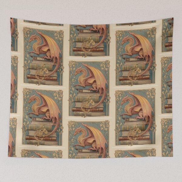 Item preview, Art nouveau Dragon on a stack of books designed and sold by MendaciousMina.