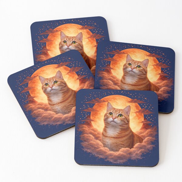 Item preview, Orange Tabby Cat Moon Art – Ginger Cat Gift for Cat Mom and Dad designed and sold by PixelsPaws.