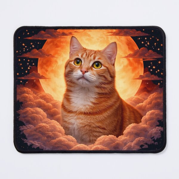 Item preview, Orange Tabby Cat Moon Art – Ginger Cat Gift for Cat Mom and Dad designed and sold by PixelsPaws.