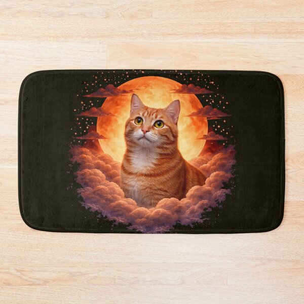 Item preview, Orange Tabby Cat Moon Art – Ginger Cat Gift for Cat Mom and Dad designed and sold by PixelsPaws.