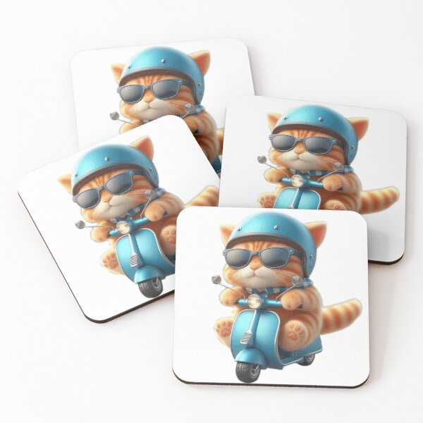 Item preview, “Cool Cat Riding a Scooter – Cute Funny Cat Illustration” designed and sold by cute-corner0.