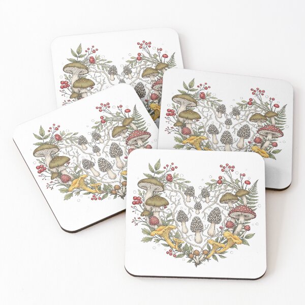Item preview, Cottagecore Botanical Mushroom Heart Illustration designed and sold by SholoStudio.