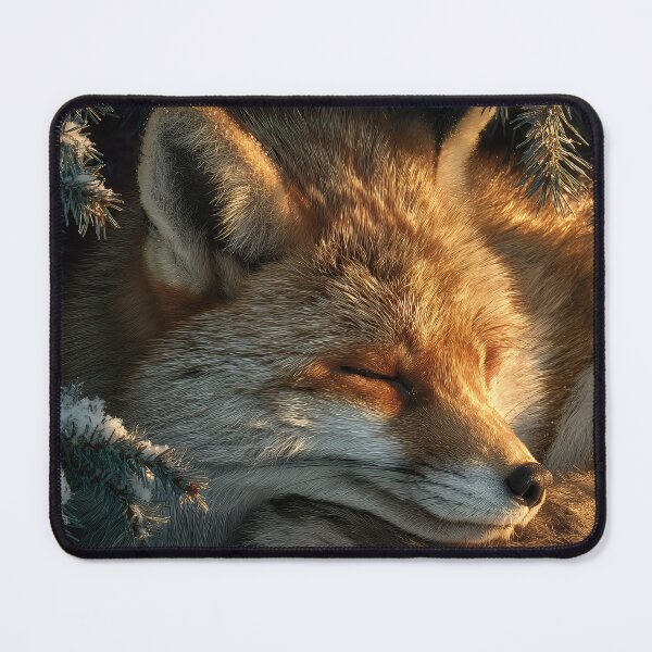Item preview, Cozy Sleeping Red Fox in Golden Winter Snow designed and sold by EK-World.