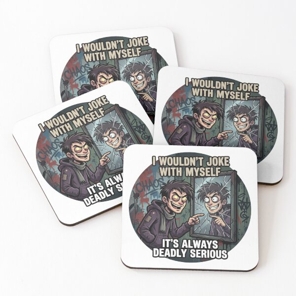 Item preview, I Wouldn’t Joke With Myself  Mirror Sticker designed and sold by Imaginarium of Chaos falcon88 .