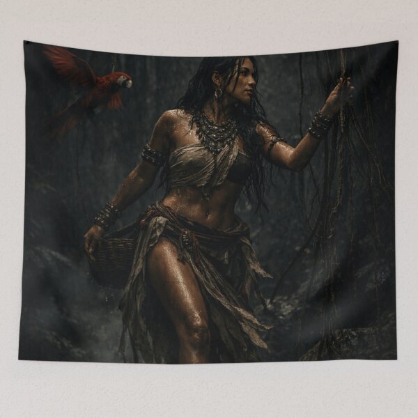 Item preview, Dark Cinematic Warrior Woman Fantasy Art Print designed and sold by INFINISHE.