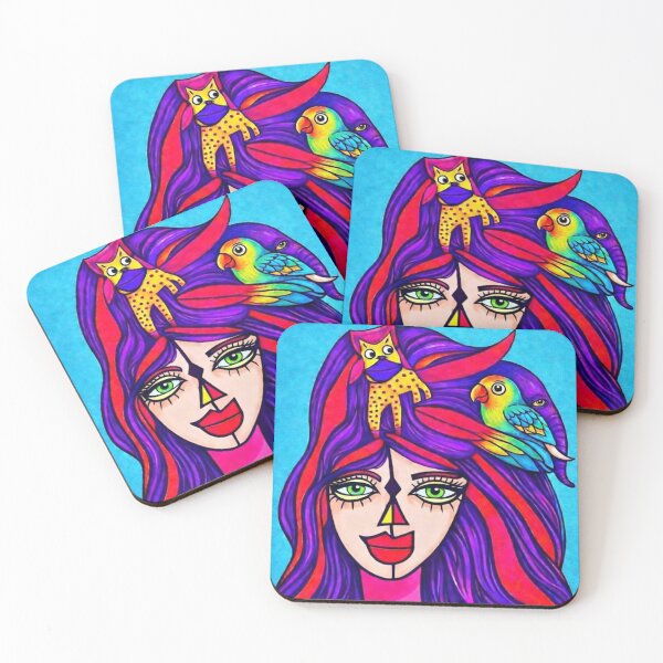 Item preview, Girl with Animals in Hair #3 designed and sold by ZunZunArt.