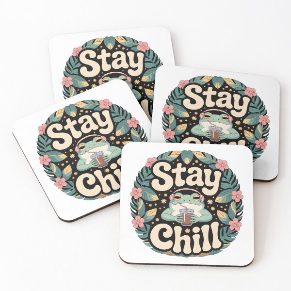 Item preview, Stay Chill Frog – Retro 70s Aesthetic Floral Illustration designed and sold by Naviora.