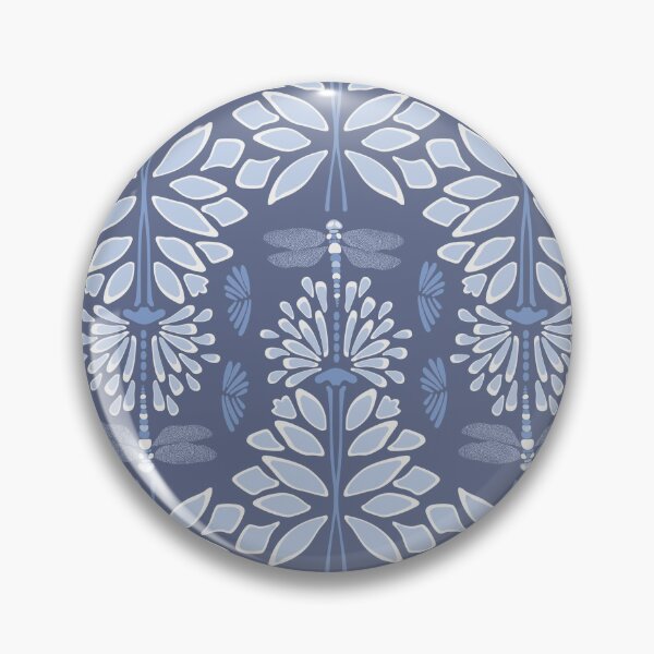Item preview, Indigo Blue Florals and Dragonfly designed and sold by Sateenery.