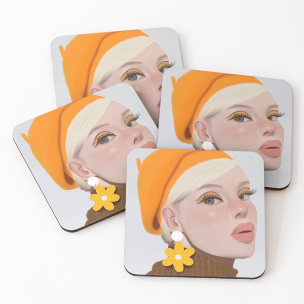 Item preview, Retro Blond In Orange Beret 70's Vibe designed and sold by aliartthings.
