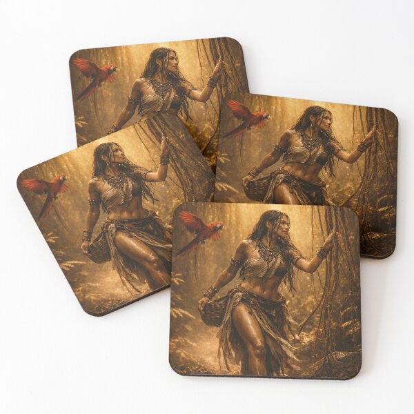 Item preview, Golden Rainforest Warrior Woman Fantasy Art Print designed and sold by INFINISHE.
